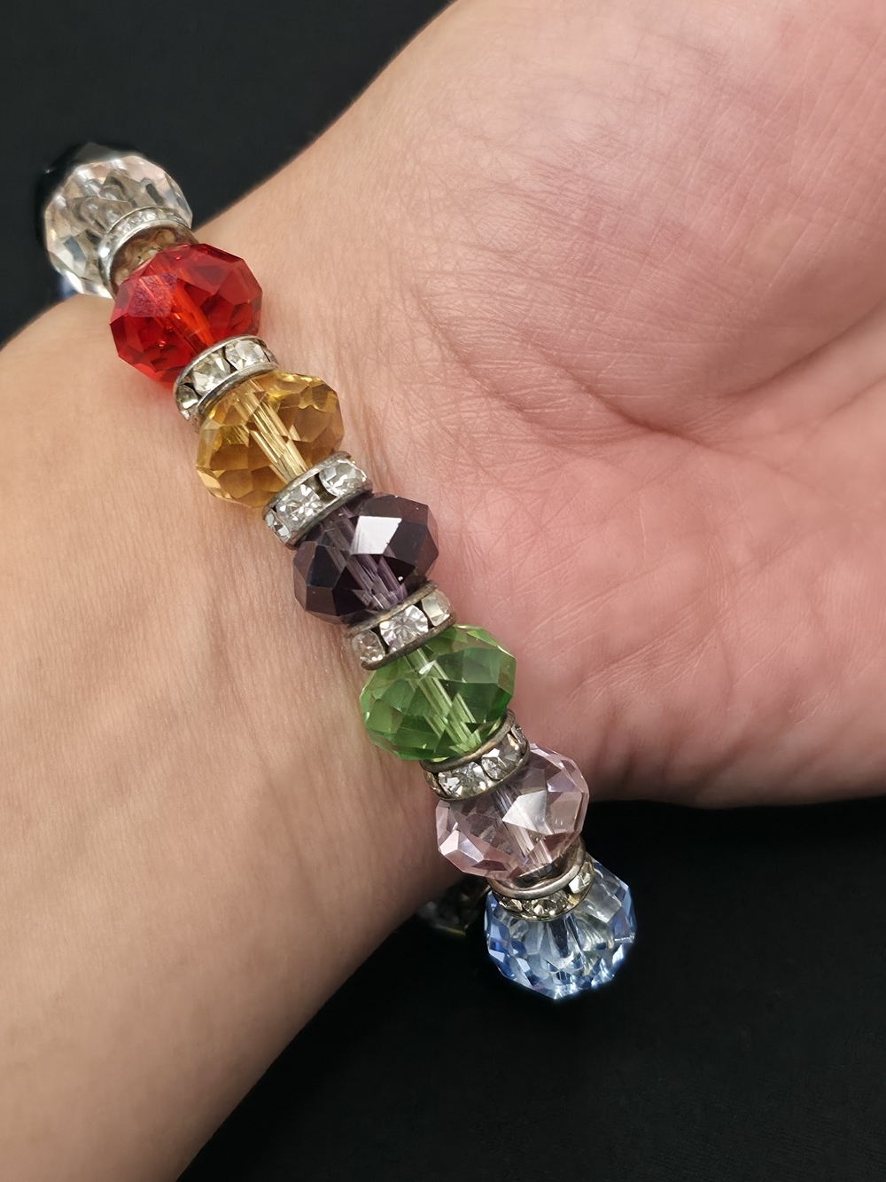 Source Unknown Rainbow Crystal Faceted Acrylic Bead Rhinestone